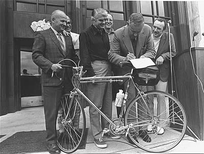 Gov. Tom McCall signs the original Bike Bill